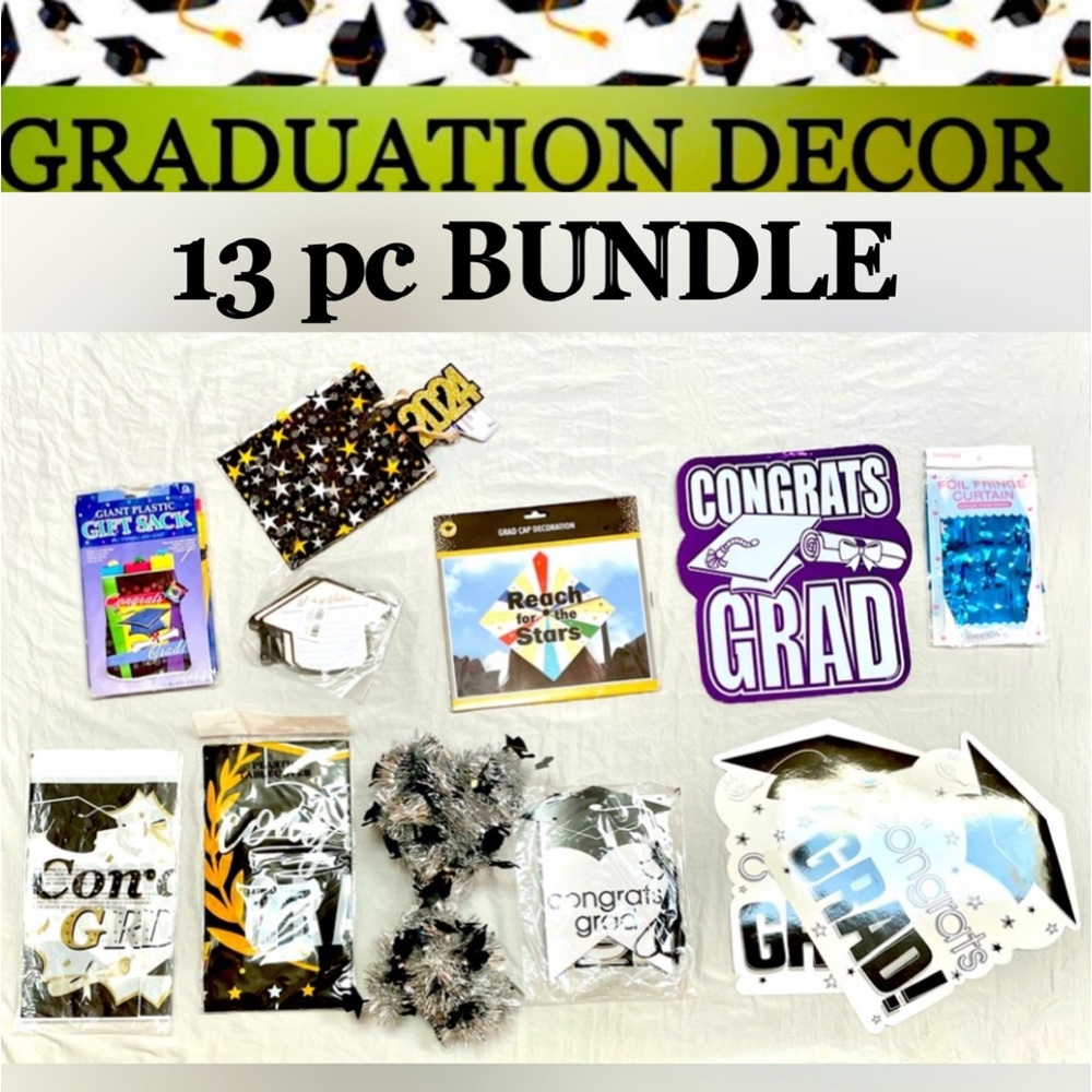 13pc Graduation decor bundle lot of assorted decorative pieces all new